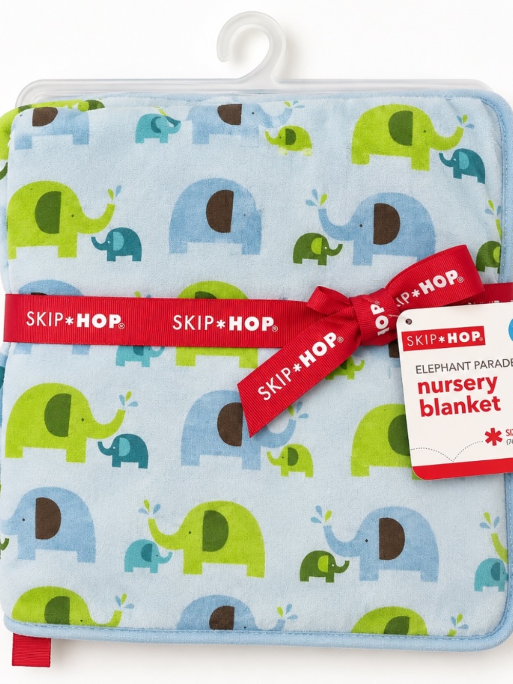 NWT. SKIP HOP Elephant Parade Blanket - Green and Blue